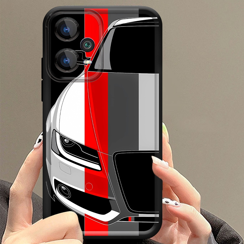 Phone Cases Xiaomi 15 - Zachte rubberen telefoonhoes met rood-wit autodesign