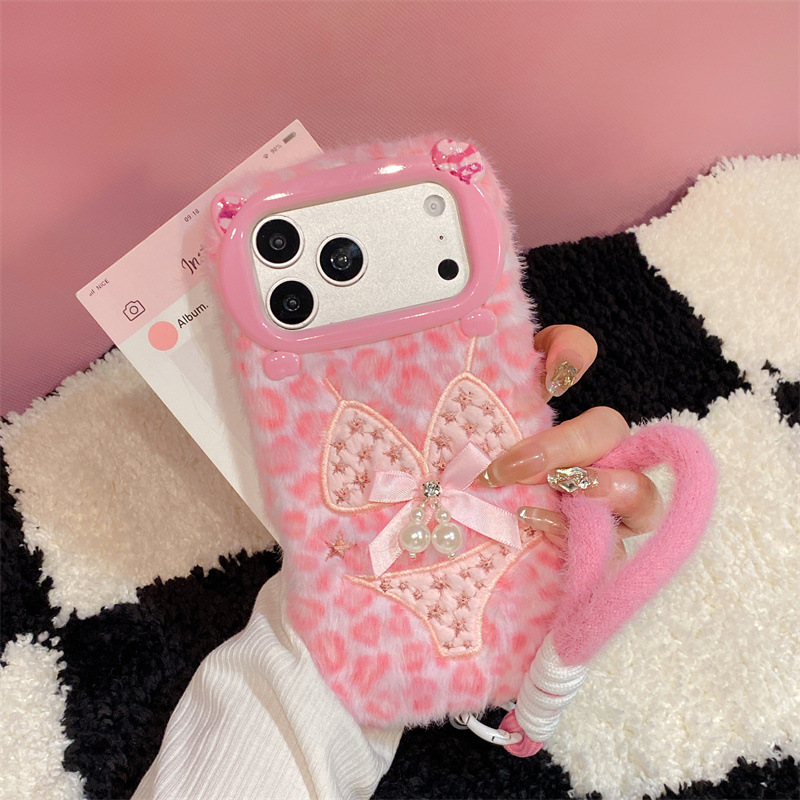 Phone Cases Iphone 13 - Luxe luipaardprint bikini patroon pluche telefoonhoesje