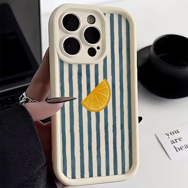 Phone Cases Xr Iphone - Gestreept Citroenschijfje Patroon Telefoonhoesje Voor iPhone